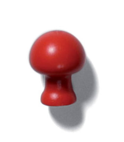 Red knob for securing pin
