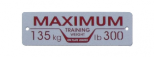 Plaque de charge maximale 135 kg - 300 lb