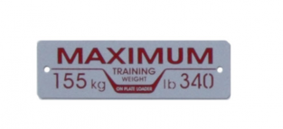 Plaque de charge maximale 155 kg - 340 lb