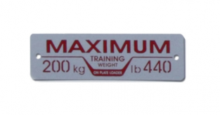 Plaque de charge maximale 200 kg - 440 lb